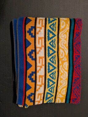 Beach Towel Aztec Pattern Beach Blue Yellow Red Made in Brazil 36 x 66